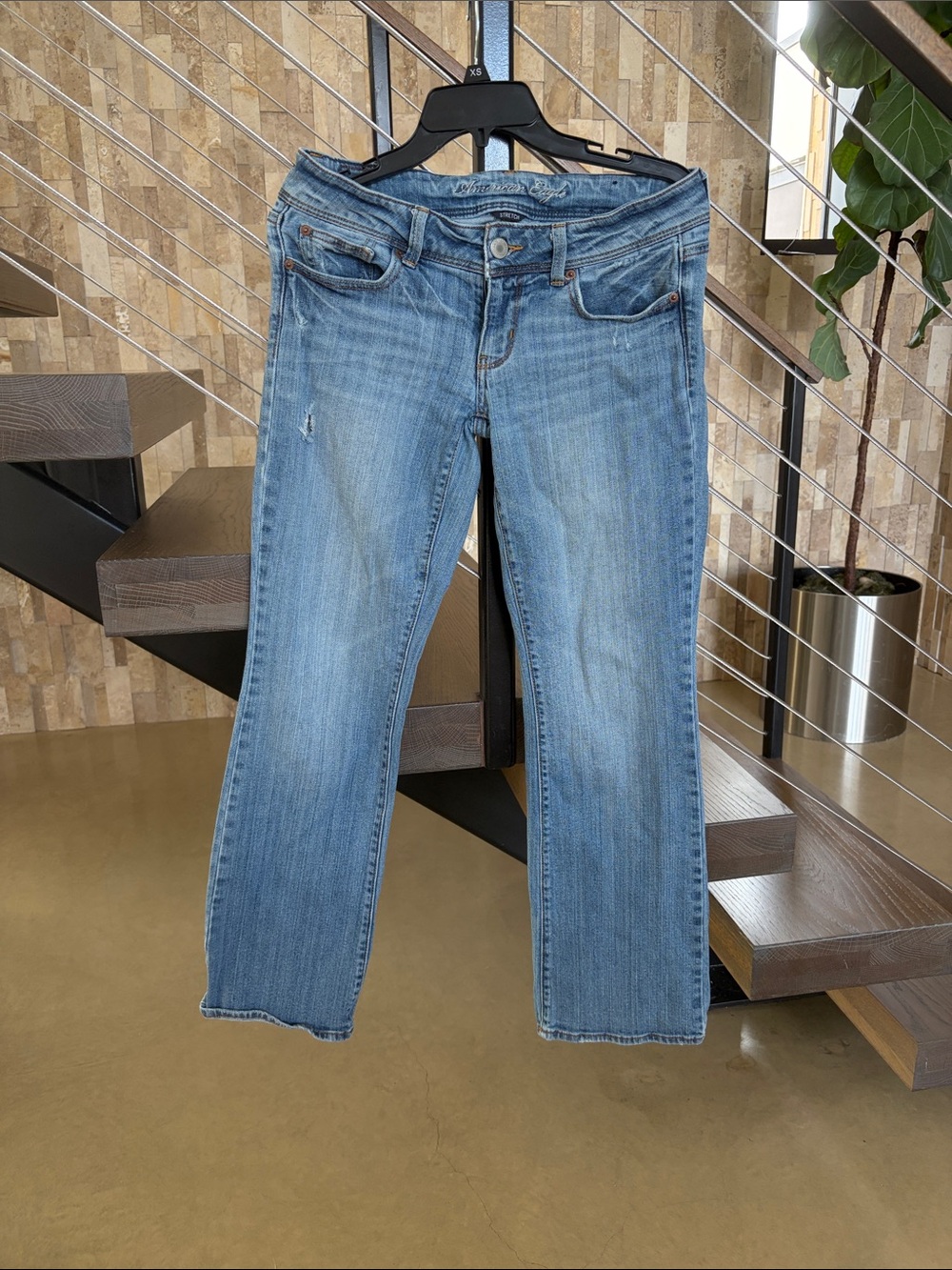 American Eagle Outfitters Light Blue Straight-Leg Jeans